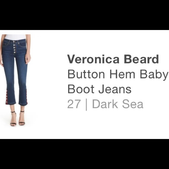 NWOT Veronica Beard Carolyn 10” Button Hem Baby Boot Jeans, Size 27 - Picture 2 of 7